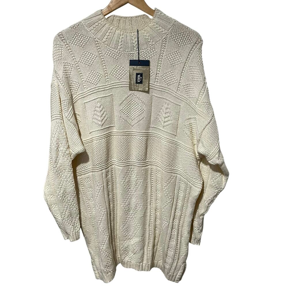 Vintage Woolrich Cable Knit Tunic Sweater Made In USA Women’s M Cotton NEW NOS